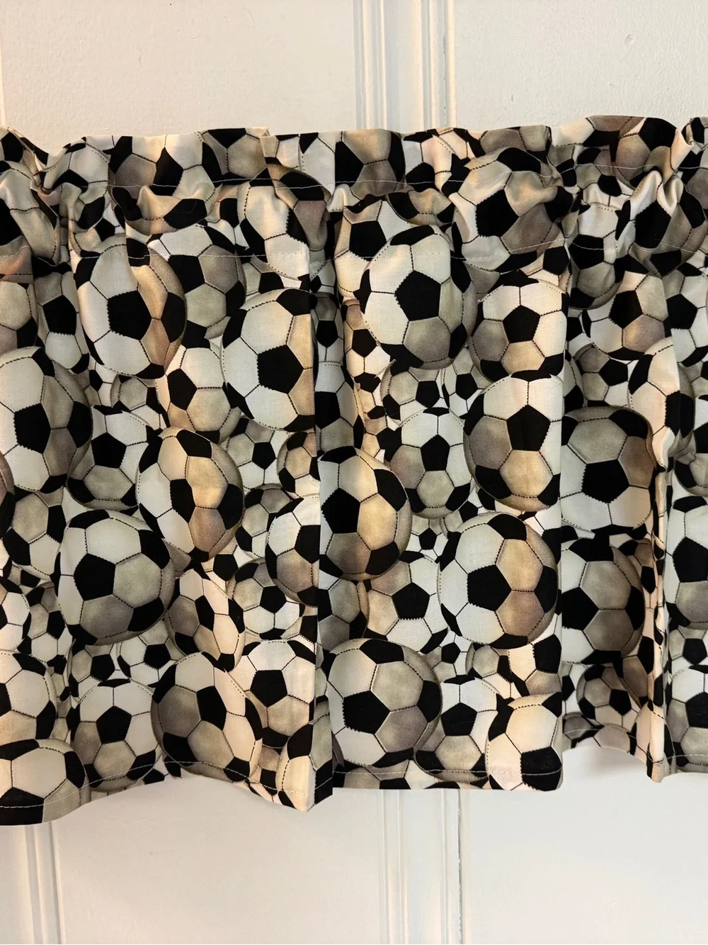 Soccer window valance curtain